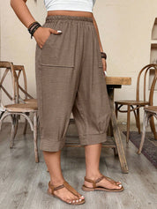 Calça Feminina de Imitação de Linho. Plus siz - Sabine