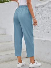Calça Feminina  com Elástico na Cintura e Bolsos Mariza