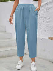 Calça Feminina  com Elástico na Cintura e Bolsos Mariza