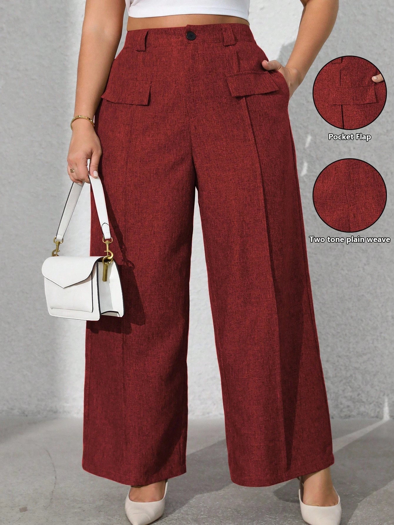 Calça feminina com falsos bolsos plus size Regina