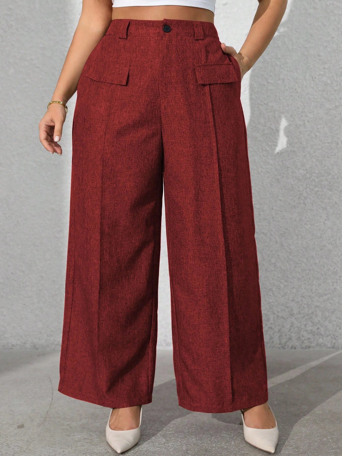 Calça feminina com falsos bolsos plus size Regina