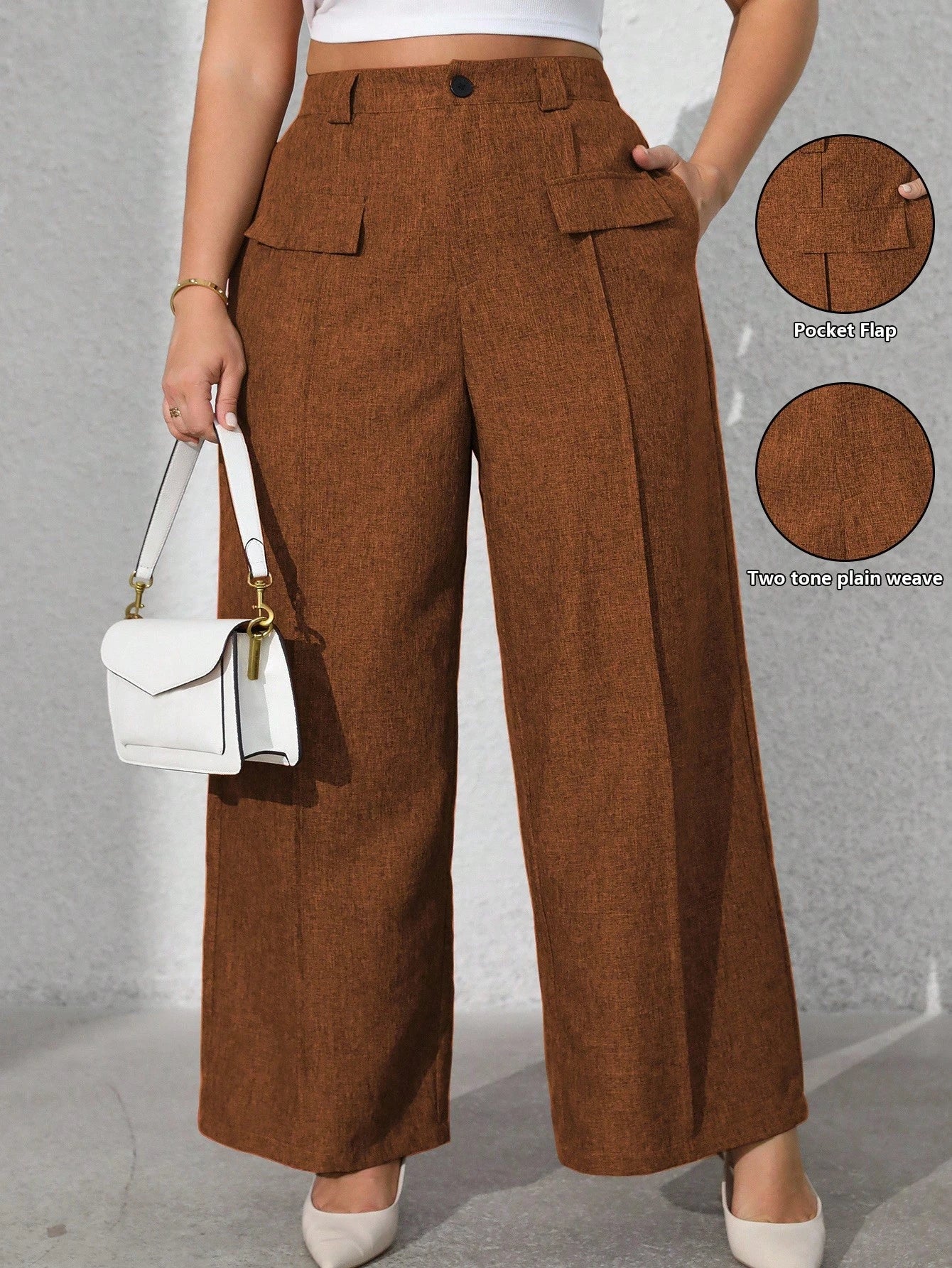 Calça feminina com falsos bolsos plus size Regina