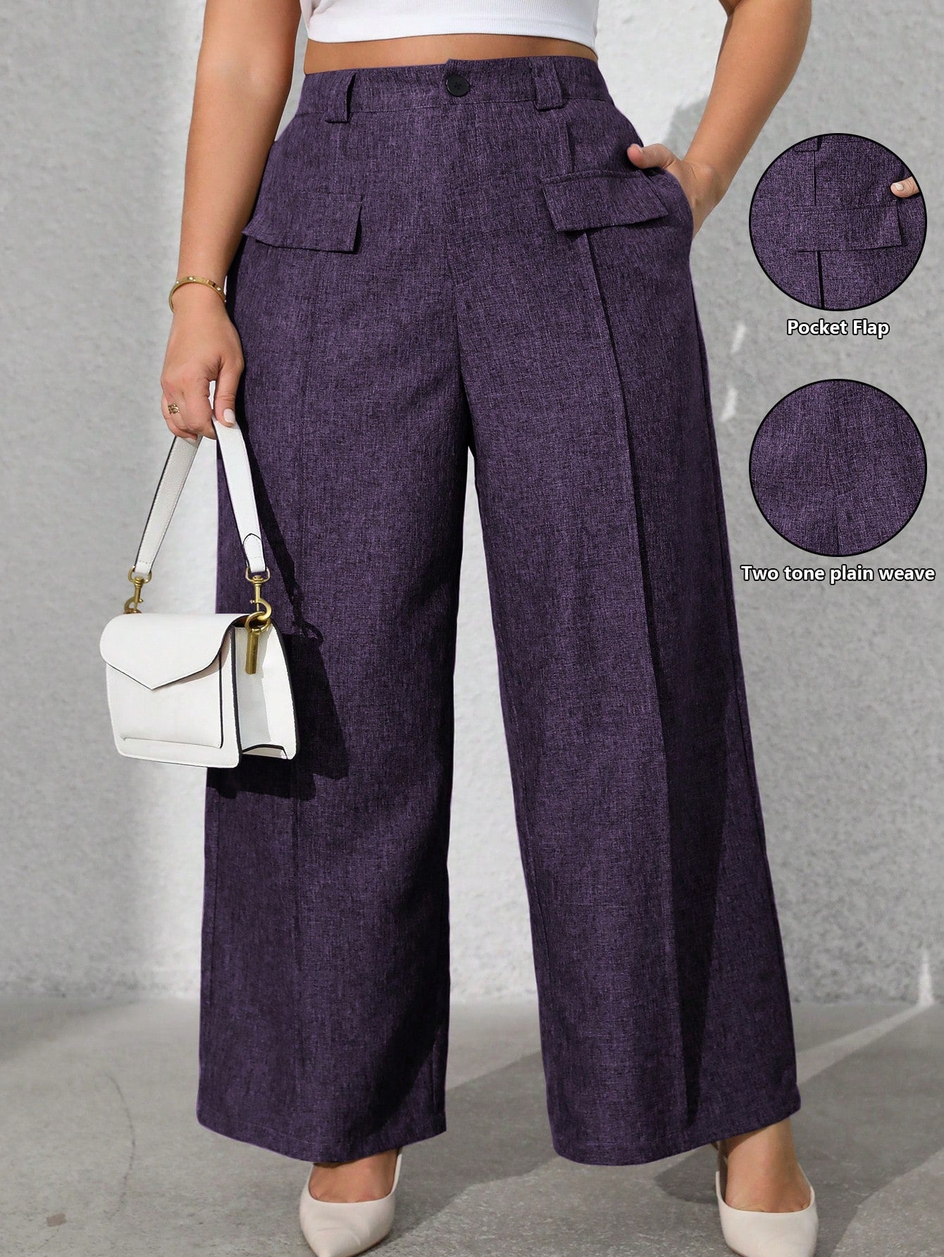 Calça feminina com falsos bolsos plus size Regina