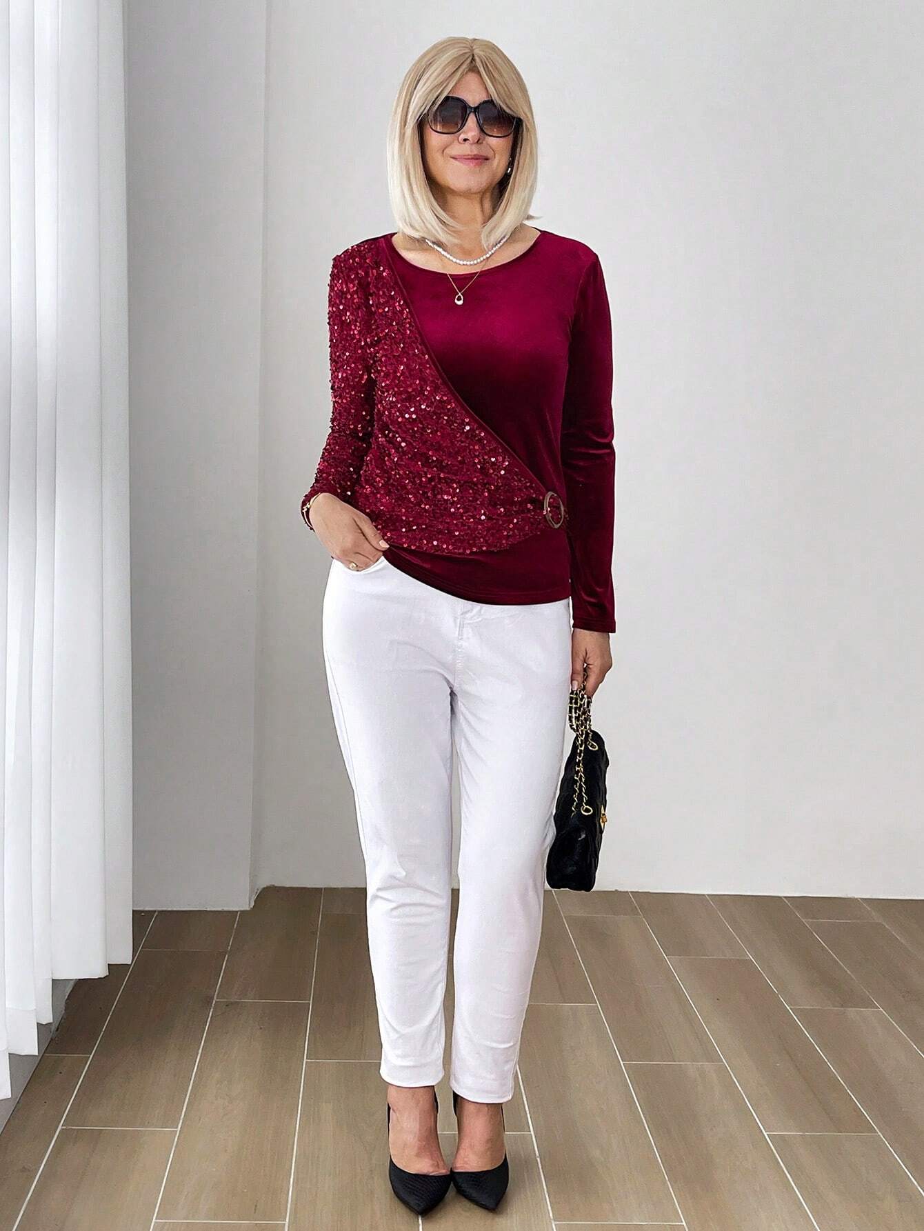 Camisa Elegante Feminina com Detalhe de Paetês - Eli