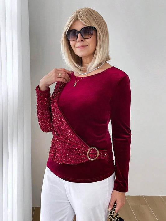 Camisa Elegante Feminina com Detalhe de Paetês - Eli