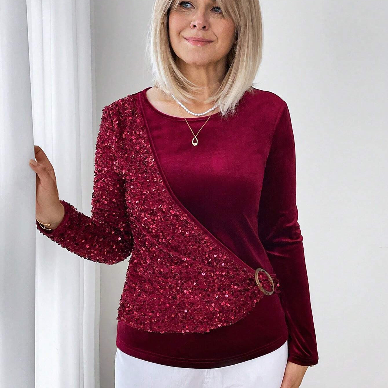 Camisa Elegante Feminina com Detalhe de Paetês - Eli