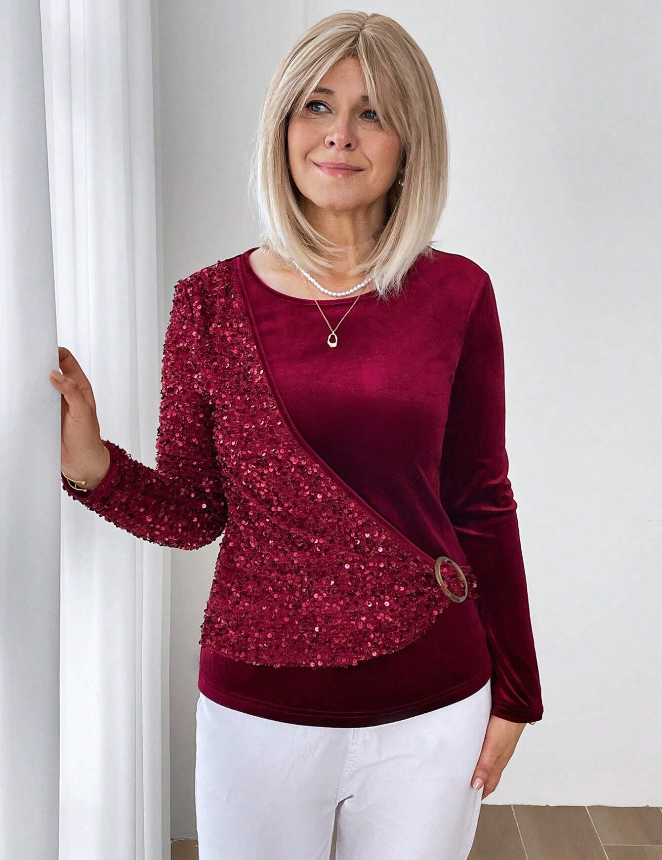 Camisa Elegante Feminina com Detalhe de Paetês - Eli