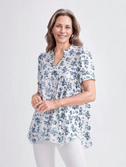 Camisa Feminina com Colarinho Entalhado - Miri