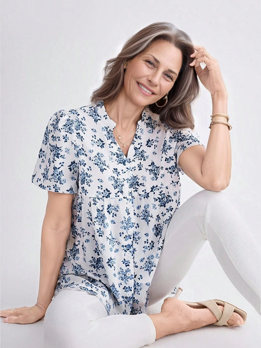 Camisa Feminina com Colarinho Entalhado - Miri