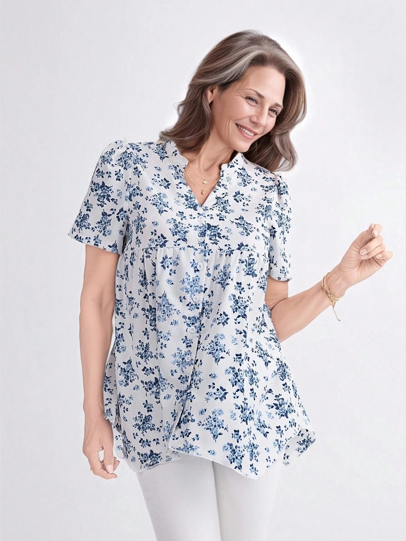 Camisa Feminina com Colarinho Entalhado - Miri
