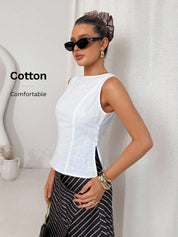 Camisa Feminina de Algodão e Linho sem Mangas - Agnès