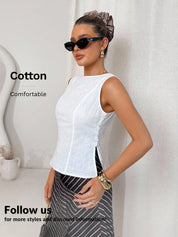 Camisa Feminina de Algodão e Linho sem Mangas - Agnès