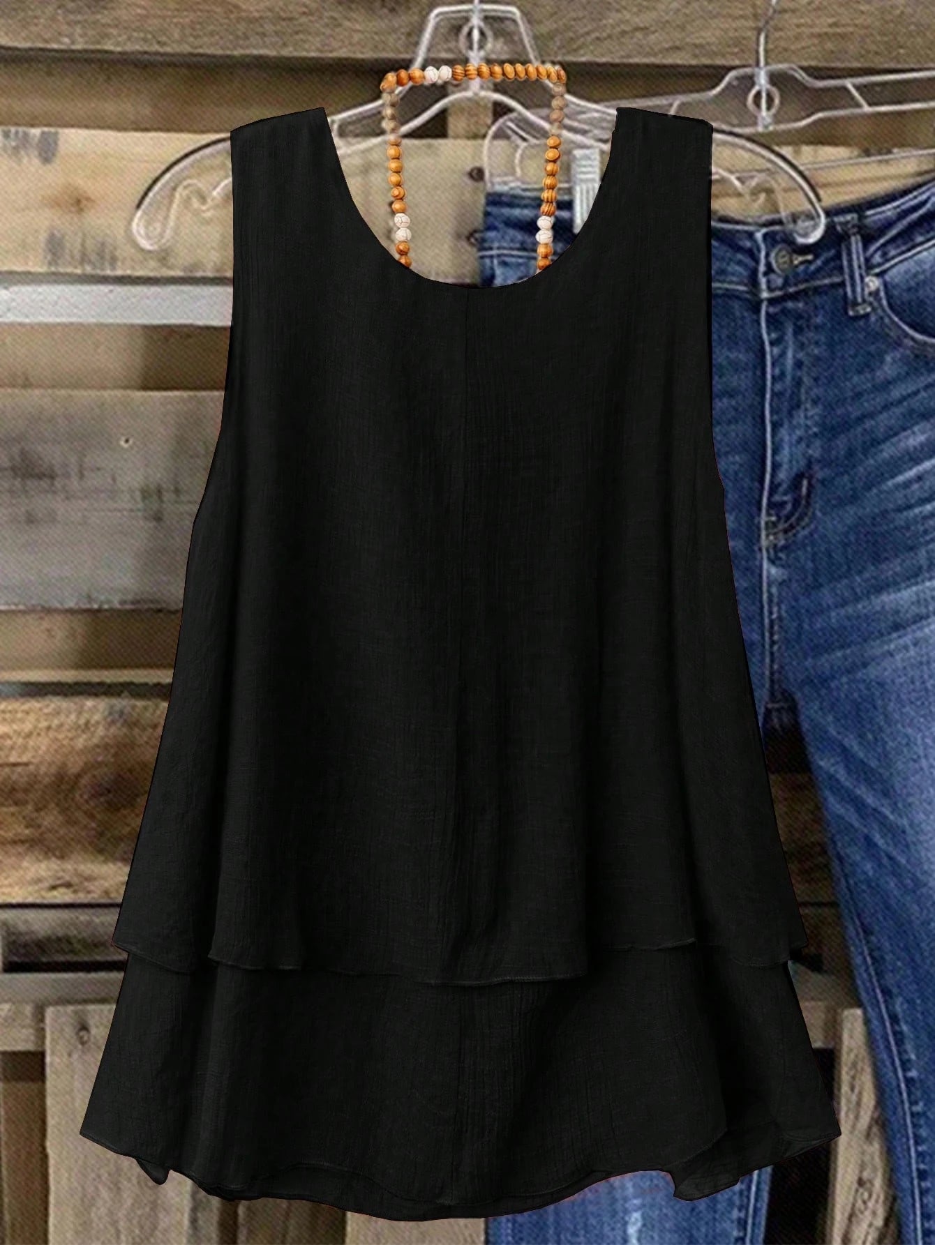 Camisa Regata Vintage, Babados em Camadas. Plus size - Louise