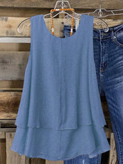 Camisa Regata Vintage, Babados em Camadas. Plus size - Louise