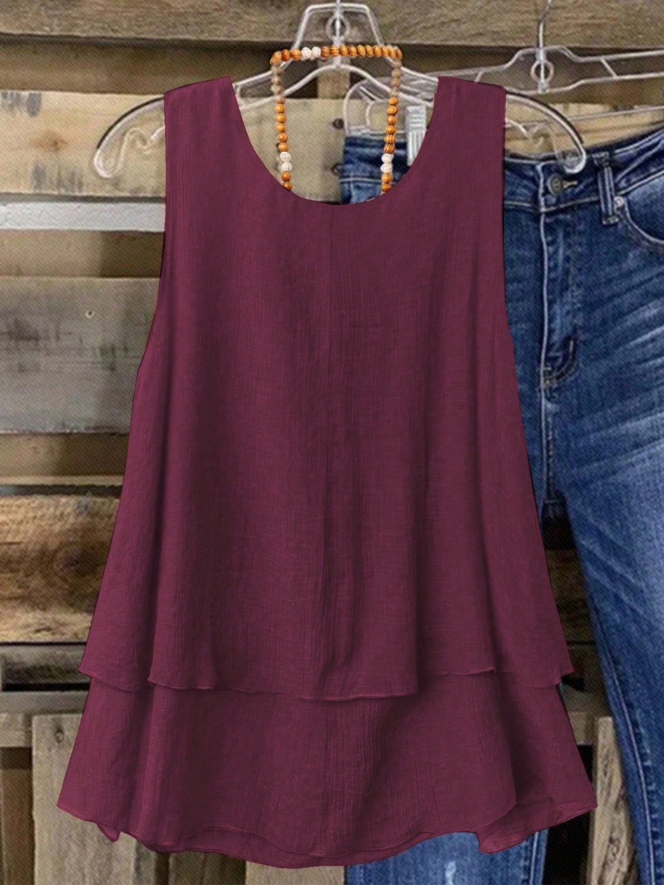 Camisa Regata Vintage, Babados em Camadas. Plus size - Louise