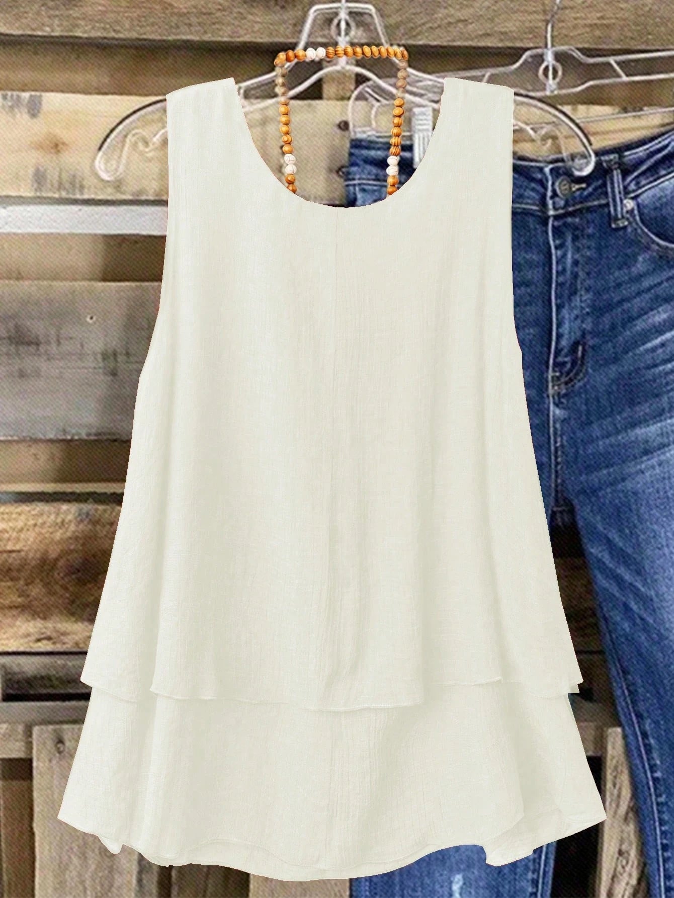 Camisa Regata Vintage, Babados em Camadas. Plus size - Louise
