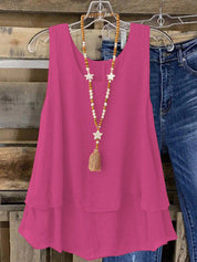 Camisa Regata Vintage, Babados em Camadas. Plus size - Louise