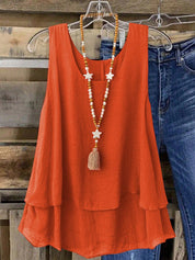 Camisa Regata Vintage, Babados em Camadas. Plus size - Louise