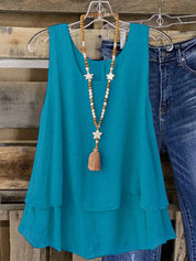 Camisa Regata Vintage, Babados em Camadas. Plus size - Louise