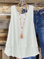 Camisa Regata Vintage, Babados em Camadas. Plus size - Louise