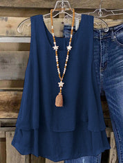 Camisa Regata Vintage, Babados em Camadas. Plus size - Louise