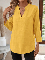 Camisa de Manga 34 Feminina com Decote em V - Mélanie