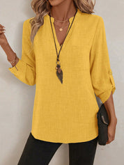 Camisa de Manga 34 Feminina com Decote em V - Mélanie