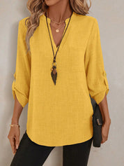 Camisa de Manga 34 Feminina com Decote em V - Mélanie