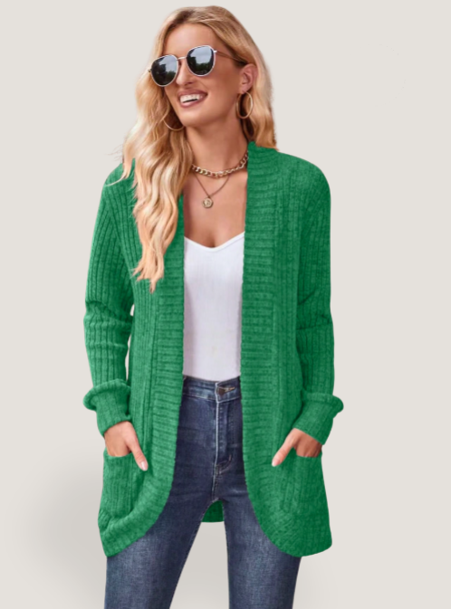 Cardigan feminino plus size canelado Claire