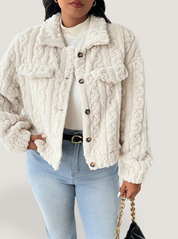 Jaqueta feminina aveludada plus size Adele