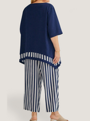 Conjunto feminino listrado plus size Marissa