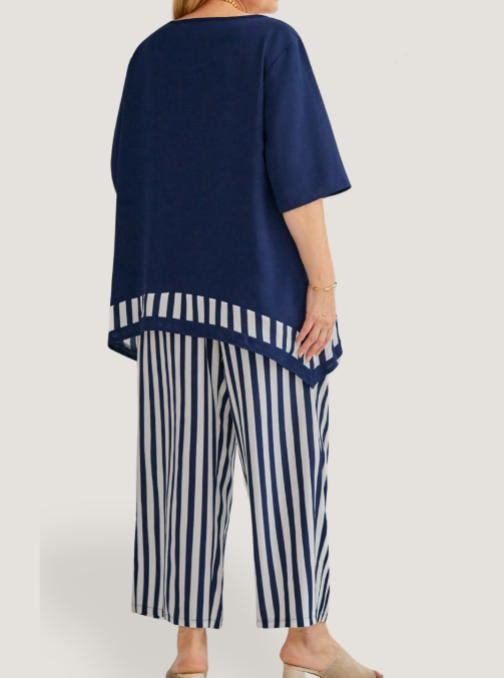 Conjunto feminino listrado plus size Marissa