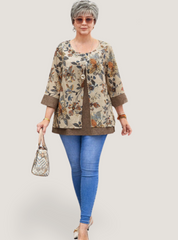 Blusa feminina manga 3/4 plus size  Aretha