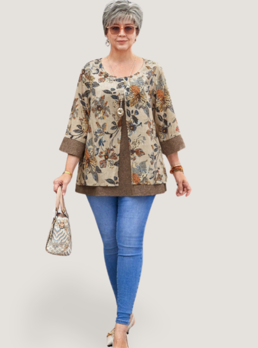 Blusa feminina manga 3/4 plus size  Aretha