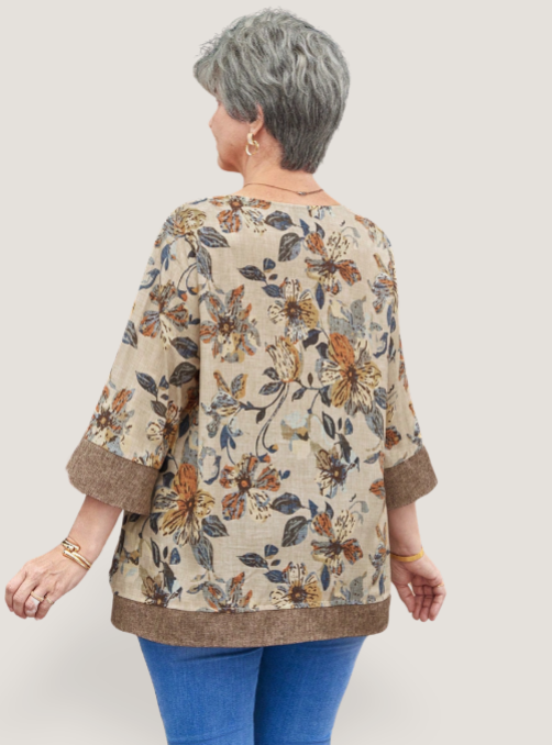 Blusa feminina manga 3/4 plus size  Aretha