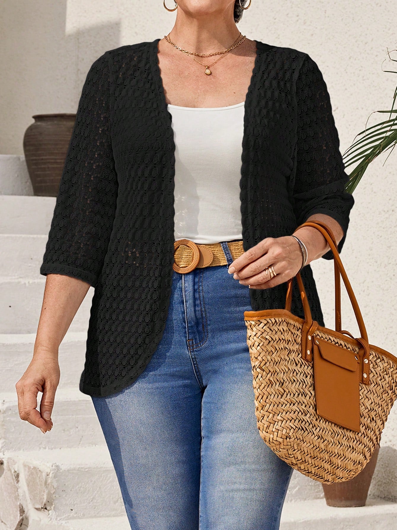 Cardigan feminino em tricô plus size Esmeralda
