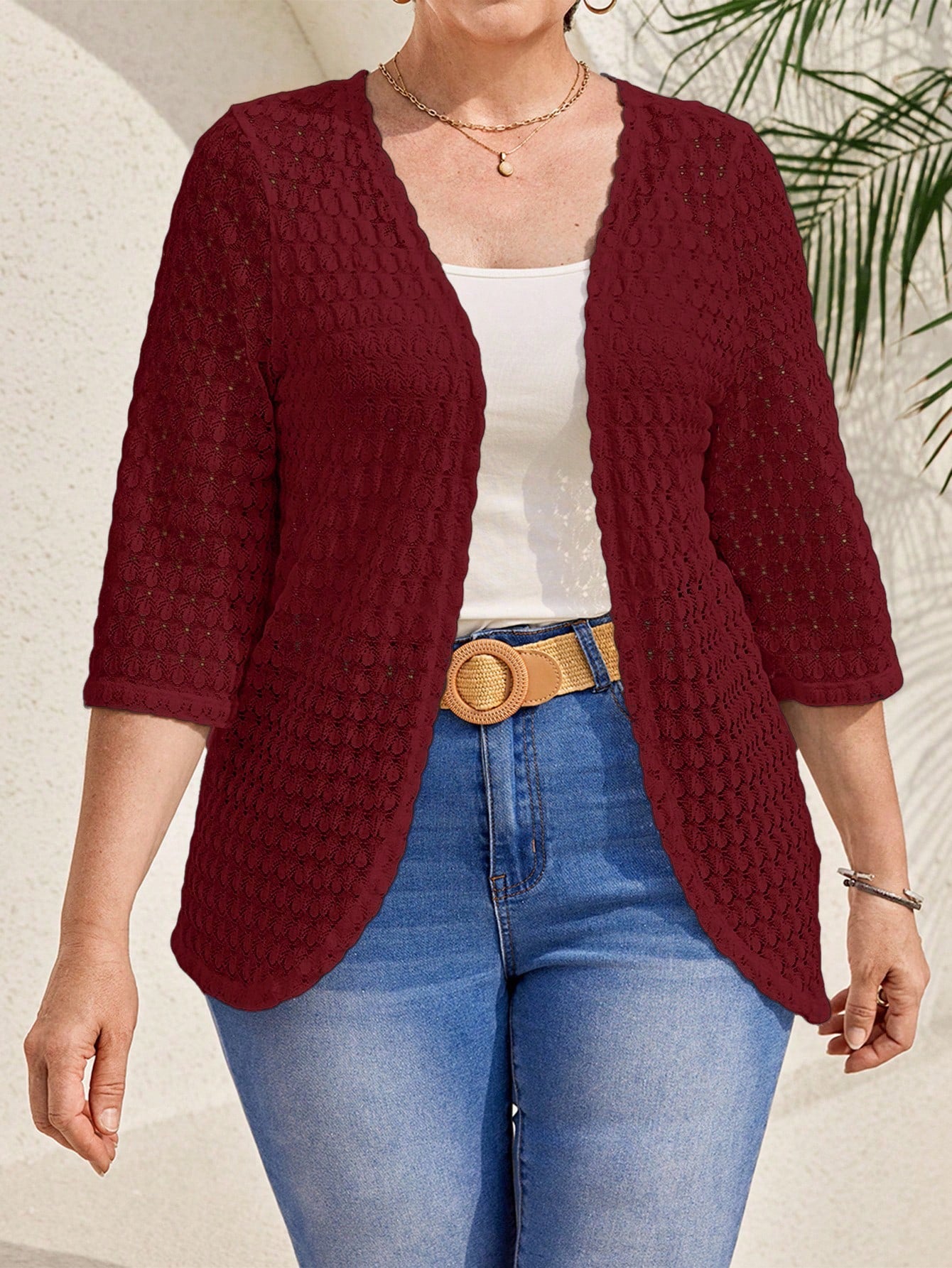 Cardigan feminino em tricô plus size Esmeralda
