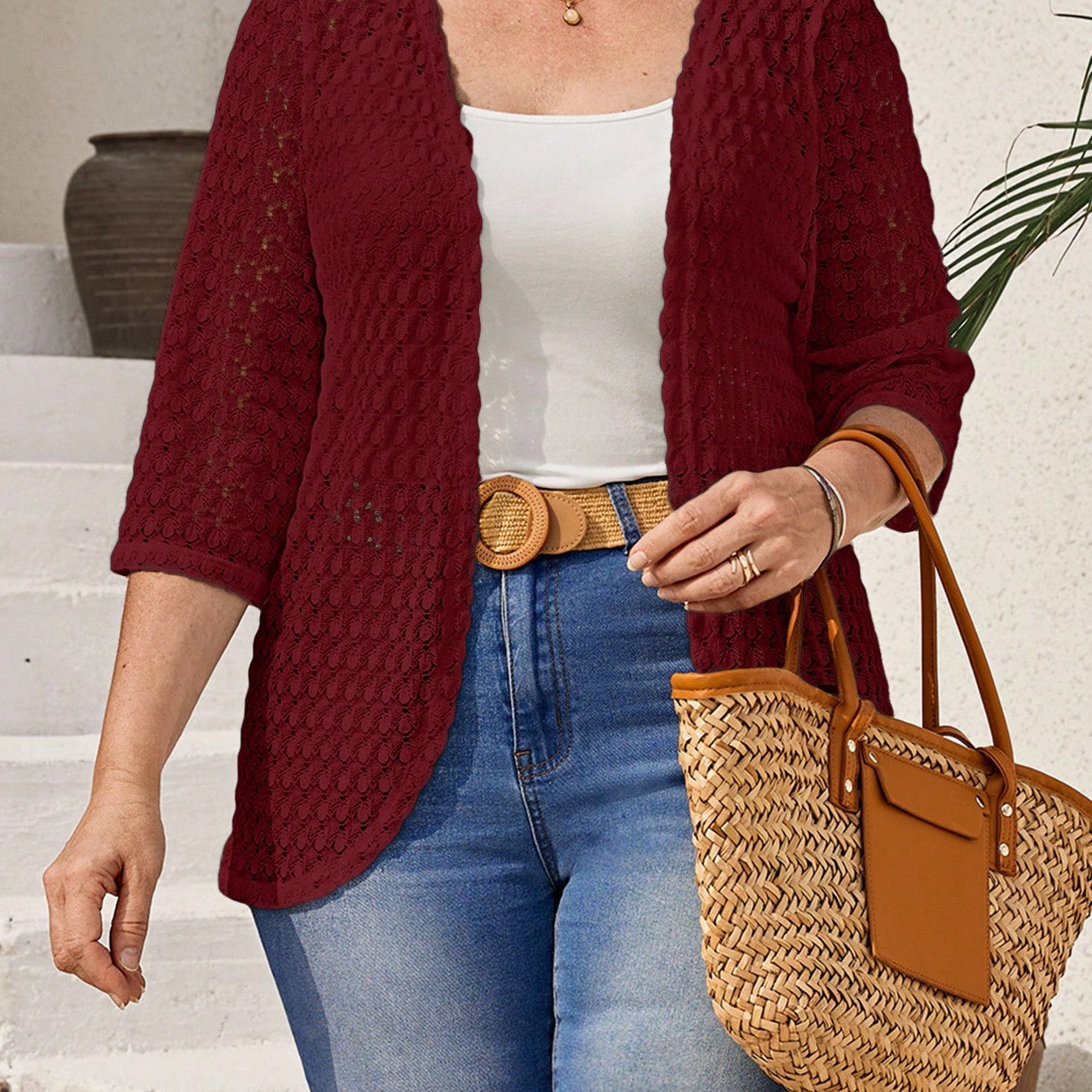 Cardigan feminino em tricô plus size Esmeralda