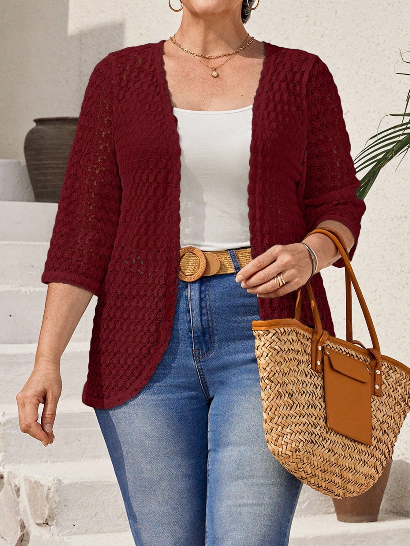 Cardigan feminino em tricô plus size Esmeralda
