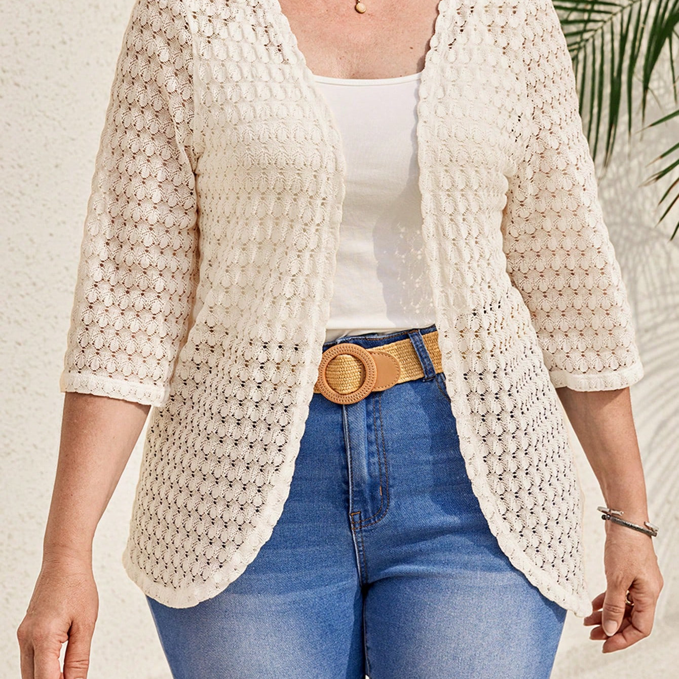 Cardigan feminino em tricô plus size Esmeralda