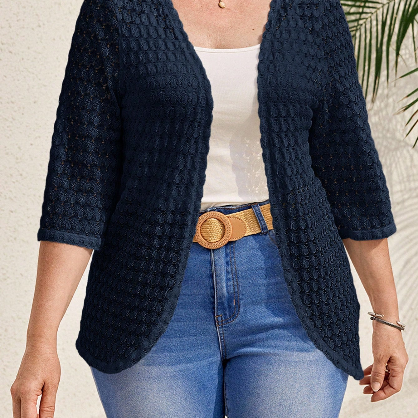 Cardigan feminino em tricô plus size Esmeralda
