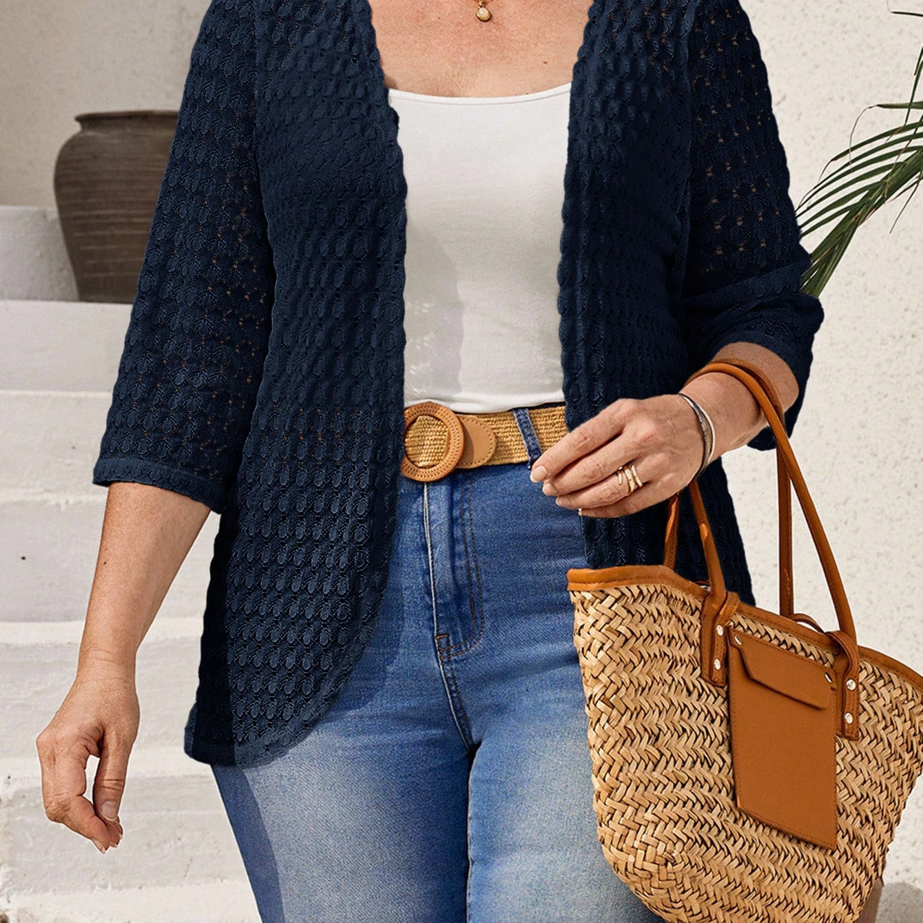 Cardigan feminino em tricô plus size Esmeralda