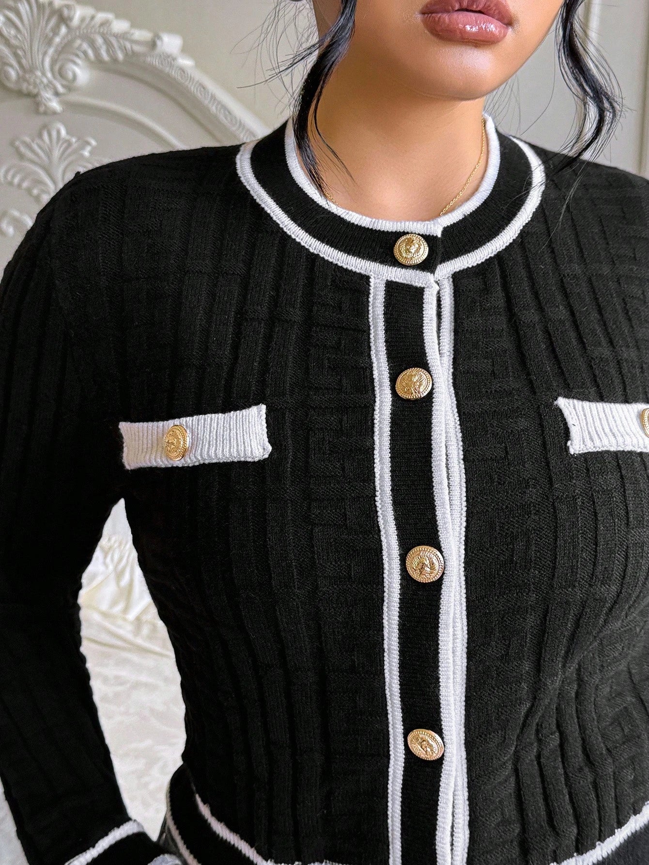 Cardigan feminino plus size de tricô Chloe