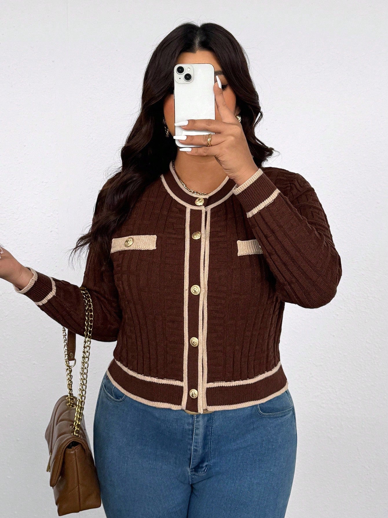 Cardigan feminino plus size de tricô Chloe