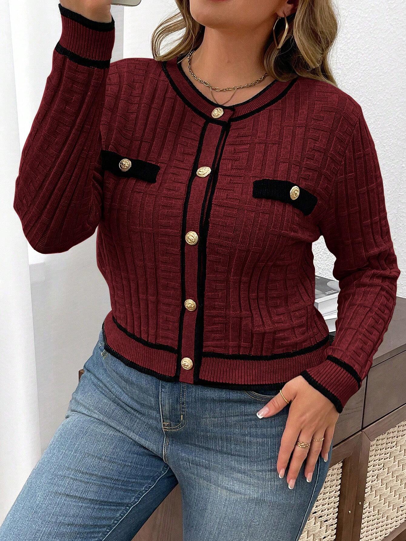 Cardigan feminino plus size de tricô Chloe