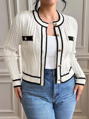 Cardigan feminino plus size de tricô Chloe