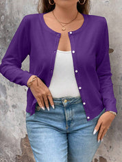 Cardigan de Manga Longa Botões na Frente - Gisele. Plus Size