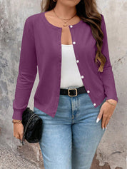 Cardigan de Manga Longa Botões na Frente - Gisele. Plus Size