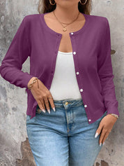 Cardigan de Manga Longa Botões na Frente - Gisele. Plus Size