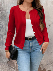 Cardigan de Manga Longa Botões na Frente - Gisele. Plus Size